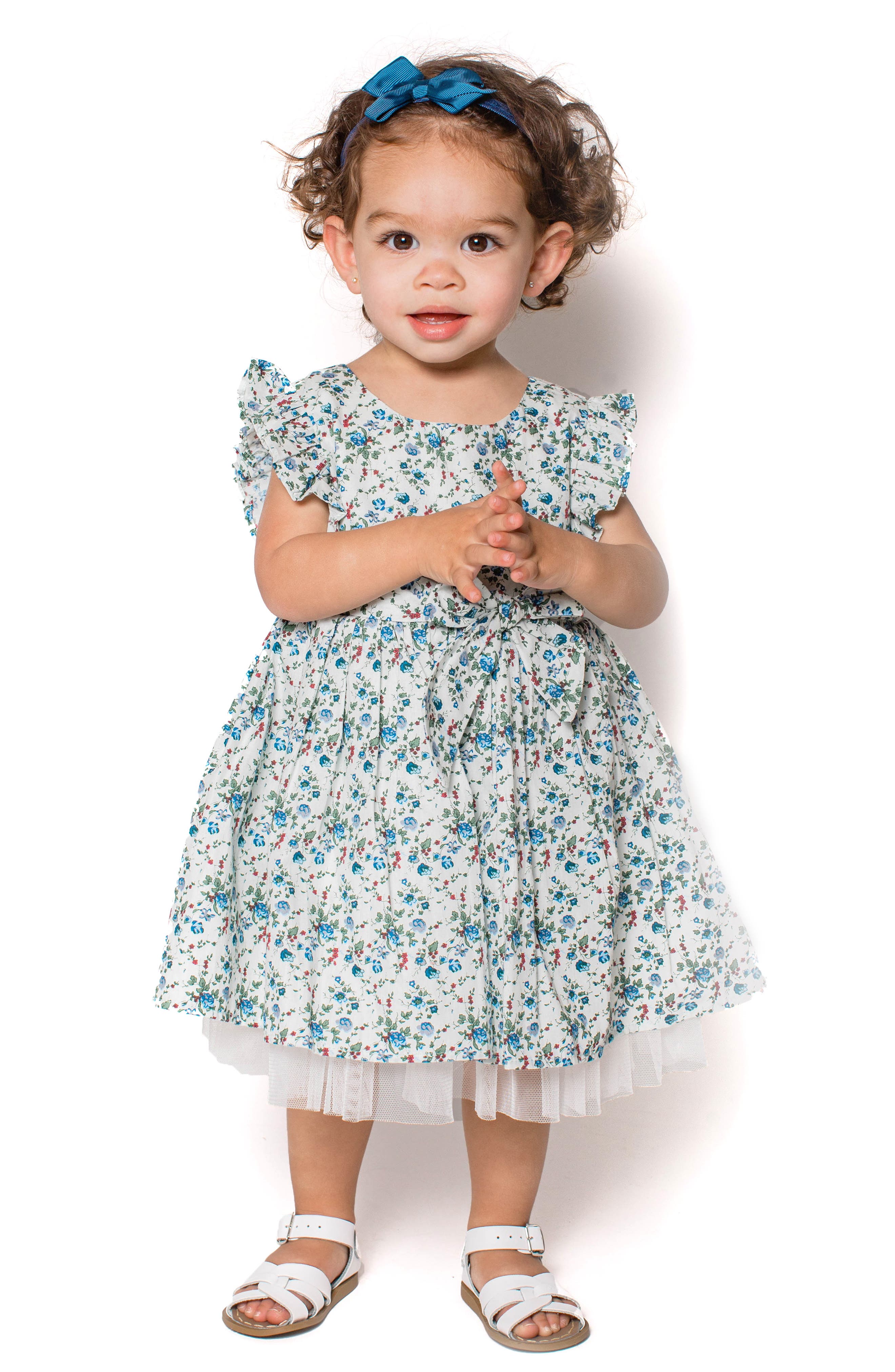 Kids Baby Girls Floral Embroidered Denim Sleeveless Dress Ruffle Princess Pleated Dresses 